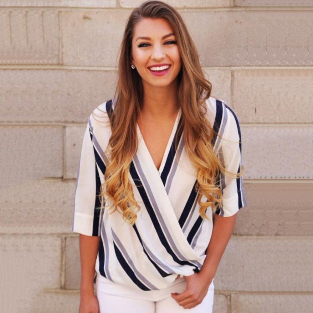 NWT Striped Multi Color  V-Neck Blouse